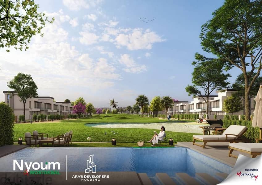 شقه للبيع دبل فيو استلام 3 سنوات ب مقدمات تبدء من 10 % ب كمبنود  Nyoum mostkbel city 3