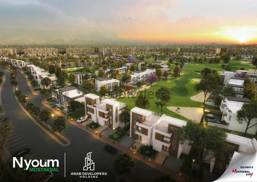 شقه للبيع دبل فيو استلام 3 سنوات ب مقدمات تبدء من 10 % ب كمبنود  Nyoum mostkbel city 10