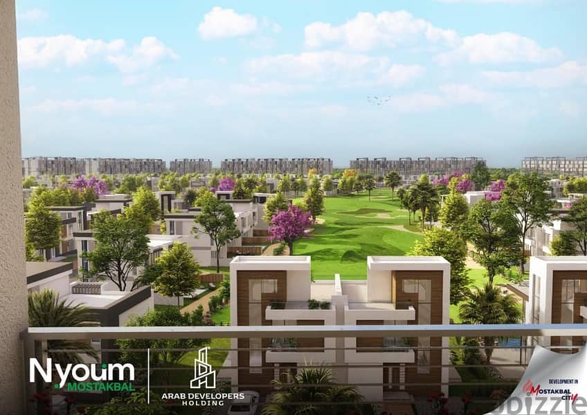 Apartment for sale view  landscape semi finished prime location in compounds nyoum mostkbel city delivery  3 years 10
