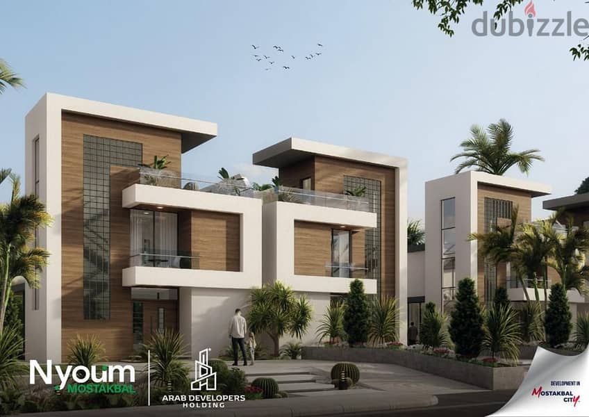 Ground floor apartment with  Garden, semi finished, delivery  3 years in compounds nyoum mostkbel city,  installments up to 8 years 6