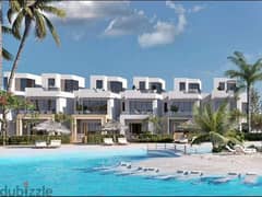 Chalet garden for sale, 130 meters, Seashore Hyde Park, North Coast, Ras Al-Hikma, next to Fouka Bay, distinctive view, first row, on the lagoon