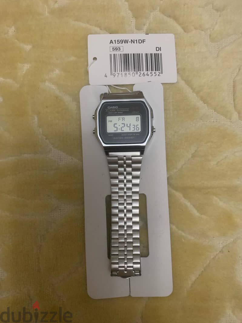 Casio men's grey dial stainless steel digital watch - a159wa-n1df 0