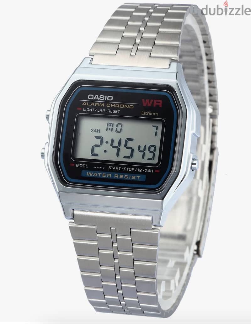 Casio men's grey dial stainless steel digital watch - a159wa-n1df 2