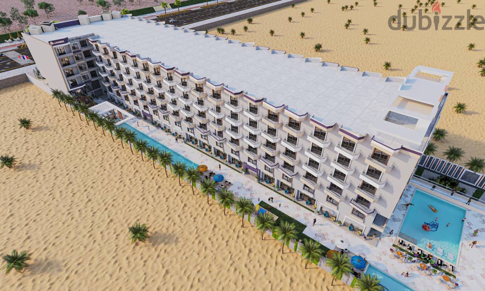 Beach front largest in Hurghada compound with private beach, 6 pools, 4 aquaparks, gym. laundry, security 24h, shops 3