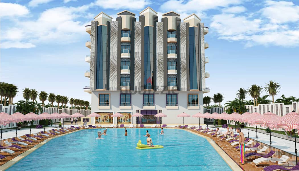 Beach front largest in Hurghada compound with private beach, 6 pools, 4 aquaparks, gym. laundry, security 24h, shops 7