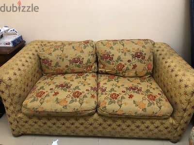 2 مقعدقماش كتان عمولة خشب زان
