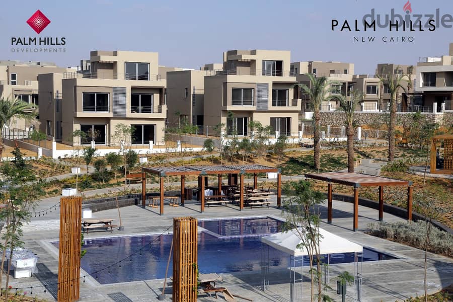 Very Unique Family House Type G, semi-finished, Bahary, 250 sqm + 145 sqm, open space for sale in Palm Hills New Cairo Compound 6
