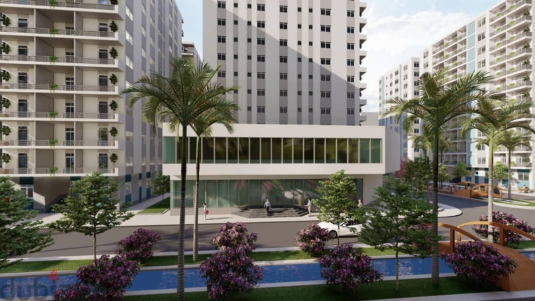 View and receive immediately, with a 30% down payment, a luxury apartment with a garden view in Green Oasis Compound 11