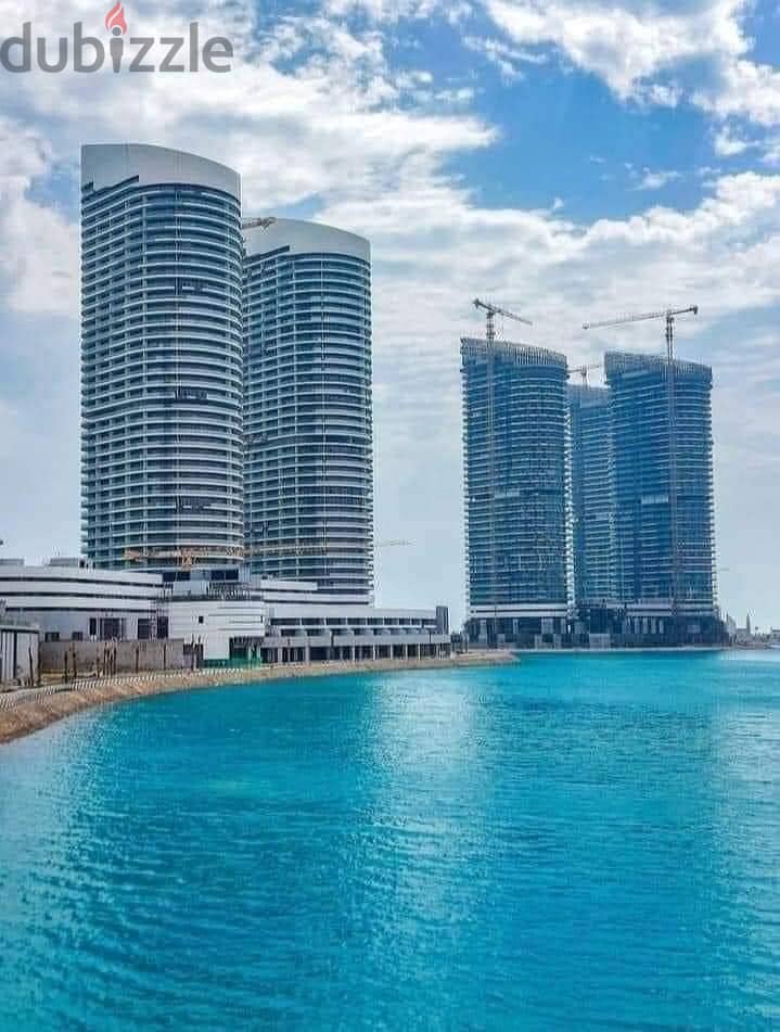 200 sqm hotel apartments for sale, delivery soon, 3 rooms, fully finished, in New Alamein Towers 3