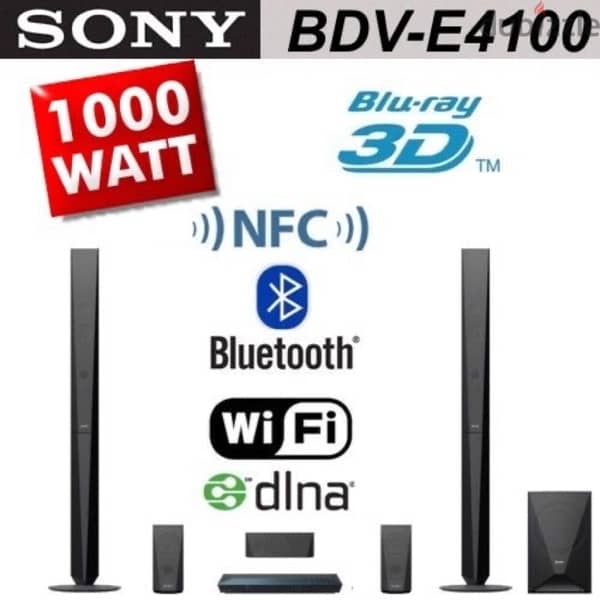 Sony BDV-E4100 3D blu-ray home theater system1000W 5.1 Bluetooth Dolby 2