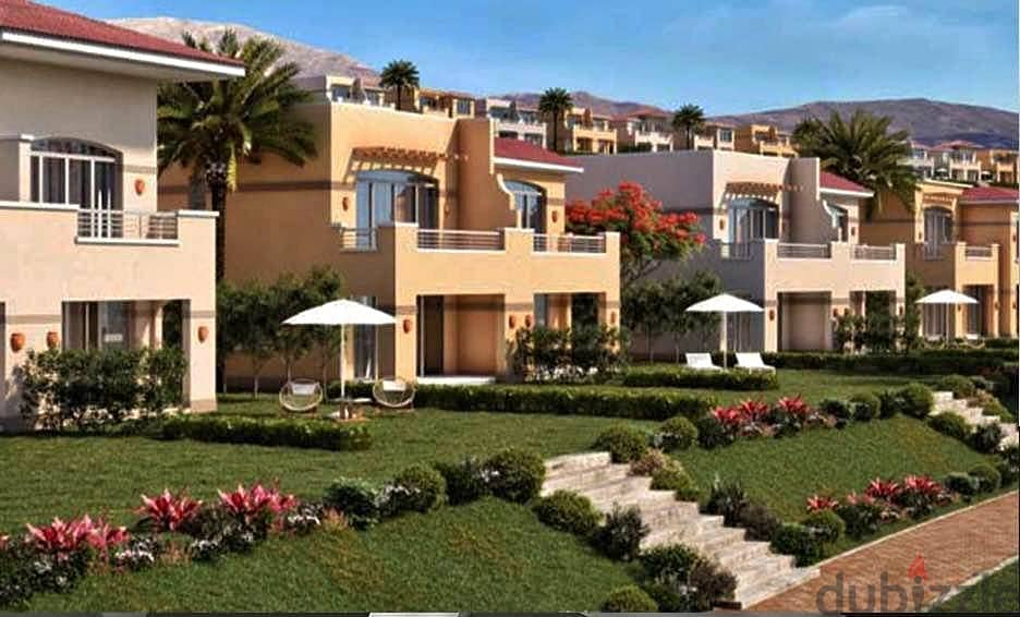 For sale, a 180 sqm twin house villa, first row overlooking the sea, in Ain Sokhna Hills 10