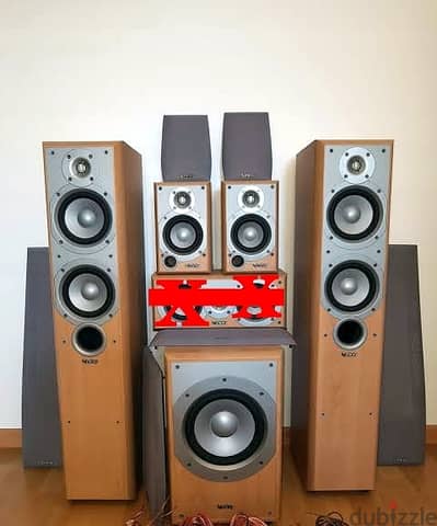 Infinity home theater + Kenwood amplifier سماعات انفينيتي هوم ثيتر