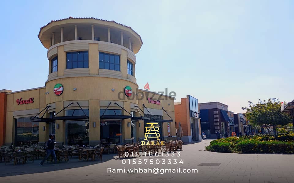 Restaurant and cafe for sale, indoor 138 sqm, outdoor 122 sqm, in Open Air Mall Madinaty, ground floor Restaurant for sale in Madinaty Open Air Mall 7