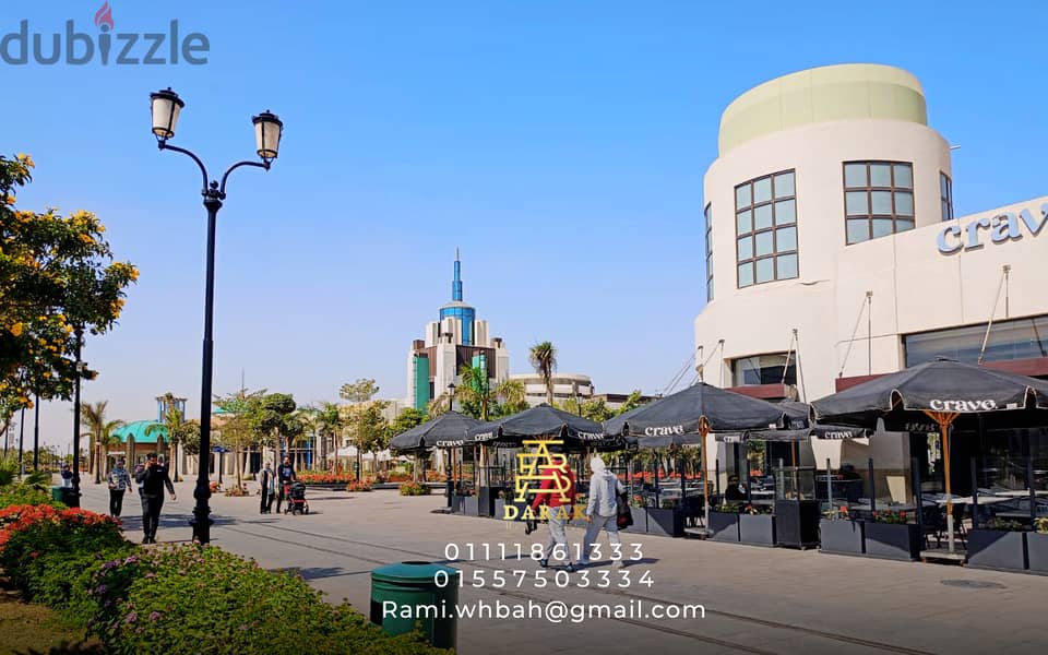 Shop for sale in Open Air Mall, Madinaty, 26 sqm, ground floor, facing a view of the lakes Shop for sale in Open Air Mall, Madinaty 5