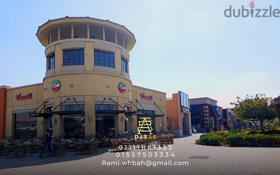 Restaurant and cafe at a special price, indoor area 87 sqm, outdoor 102 sqm Restaurant and cafe for sale in Open Air Mall Madinaty 21