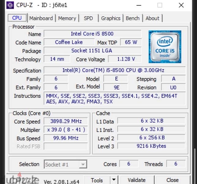 Intel Core i5-8500 CPU 1
