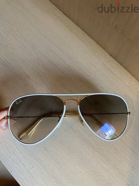 Rayban aviator full white color with gold edges 6