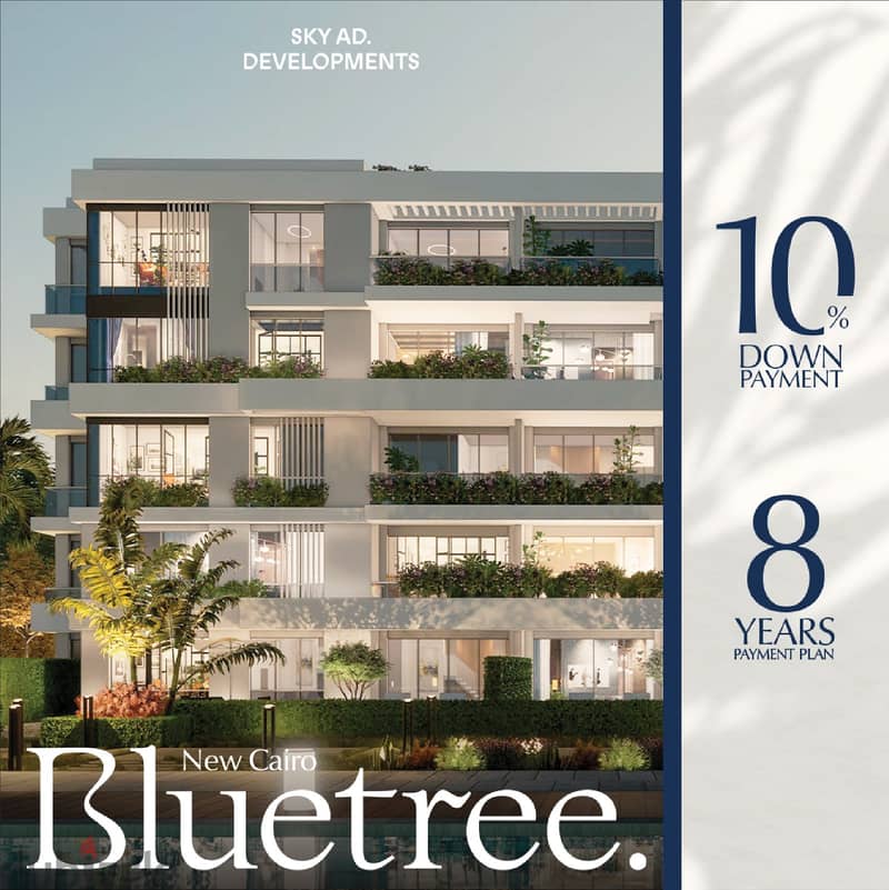 شقة 145م للبيع بتسهيلات مميزة بمقدم 10% في كمبوند بلو تري- Blue Tree 3
