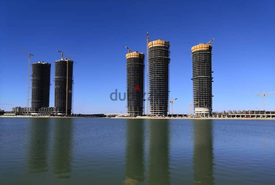 Apartment for sale directly on the sea in Al Alamein Towers, fully finished with air conditioners, 3 rooms, alamin toweres 3