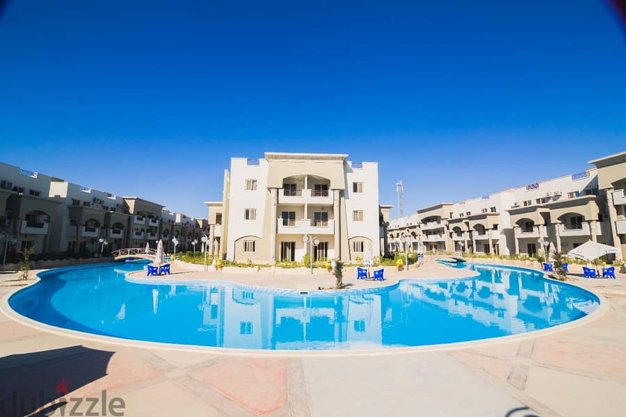 Offer a chalet (furnished and finished) 3 rooms + 2 bathrooms for sale in Ain Sokhna (own the best investment) and a share of your profits in the vill 13