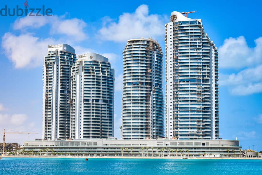 For sale, a 300-meter hotel apartment on the 17th floor in El Alamein Towers, finished with air conditioners, with a direct view of the sea and the ne 2
