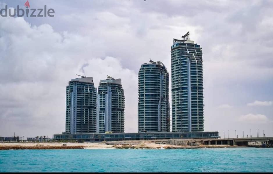 For sale, a 300-meter hotel apartment on the 17th floor in El Alamein Towers, finished with air conditioners, with a direct view of the sea and the ne 10