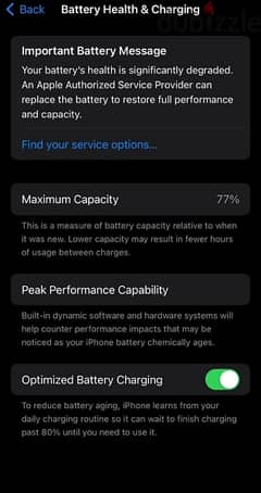 iPhone 12 265g battery 77% 0