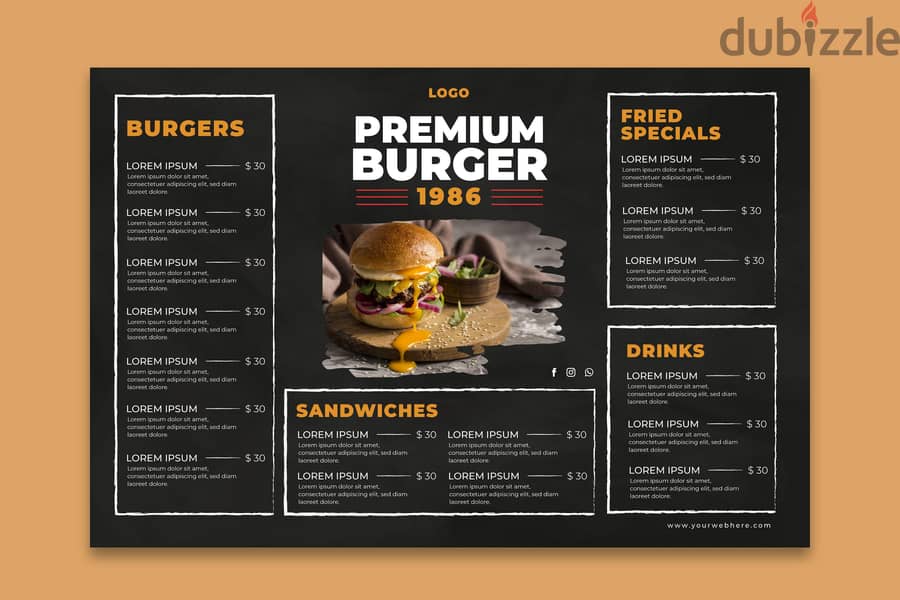 تصميم منيو لمطعمك Menus 1