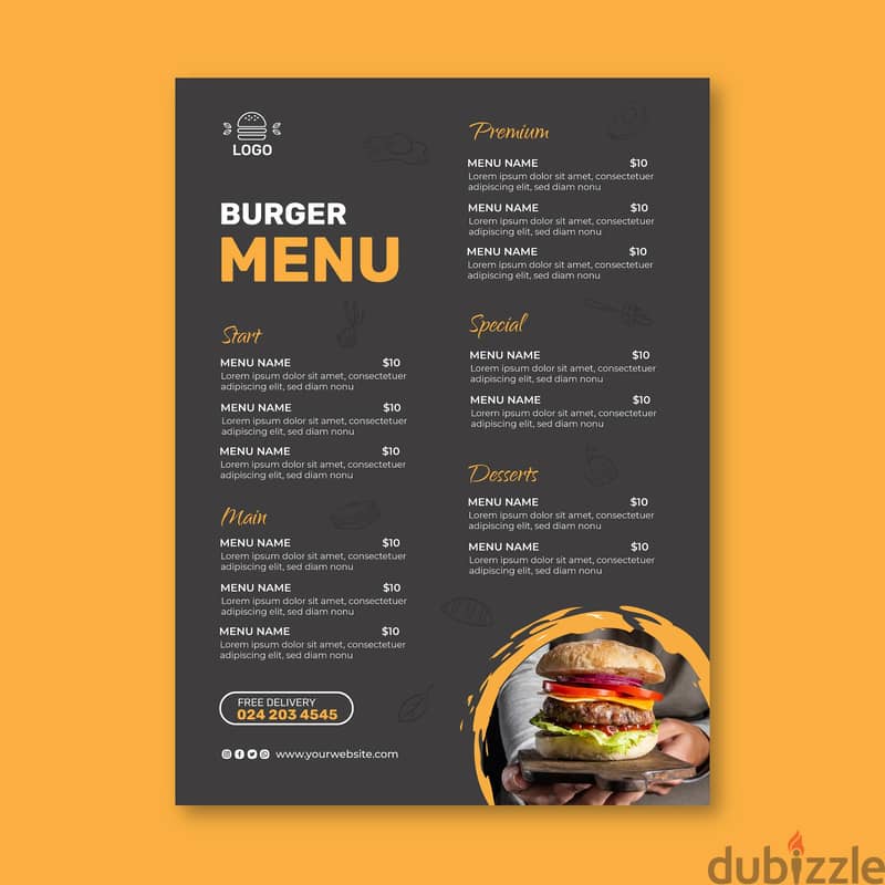 تصميم منيو لمطعمك Menus 2