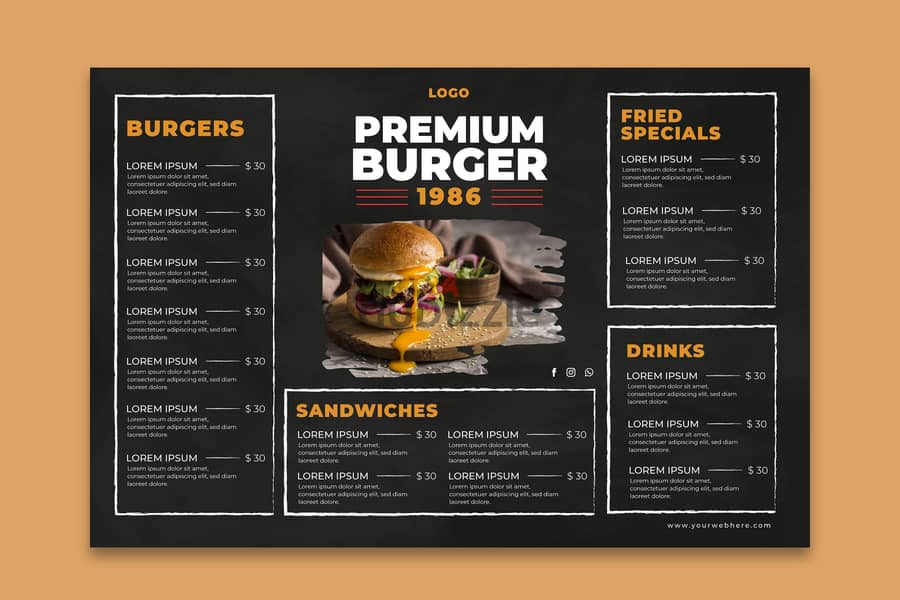 تصميمات منيو لمطعمك Menus 1