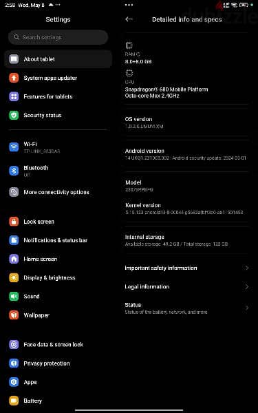 Xiaomi Redmi pad SE 128G. 8+8 ram 3