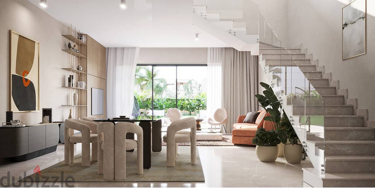 3-bedroom duplex with lagoon and garden view and directly on Mazar Garden, with facilities over 70 months in the future 5
