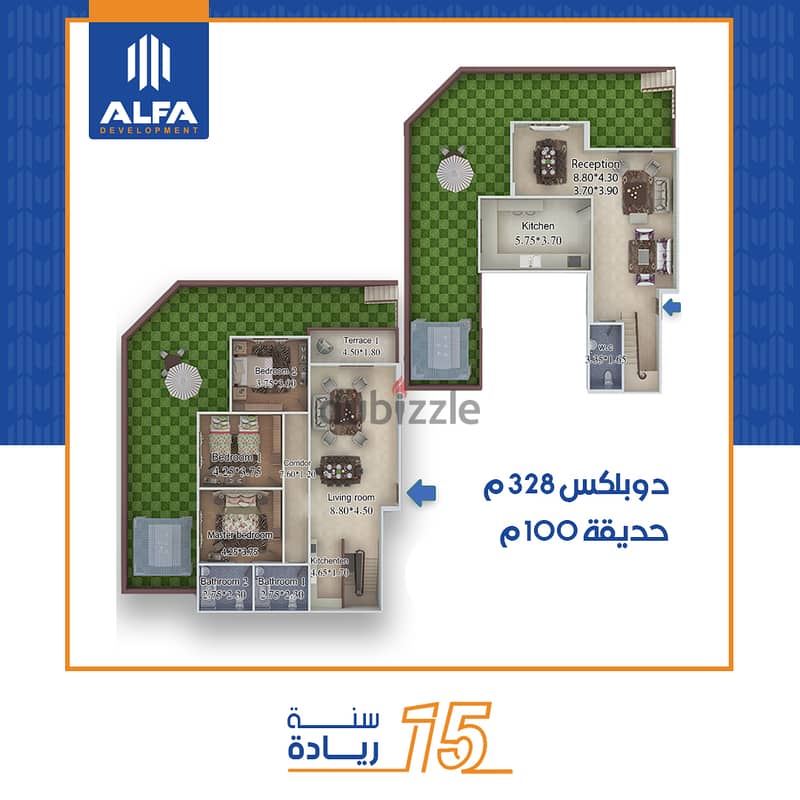 التجمع الخامس dublex 328m for sale in andules new cairo ready to move with instalment 5