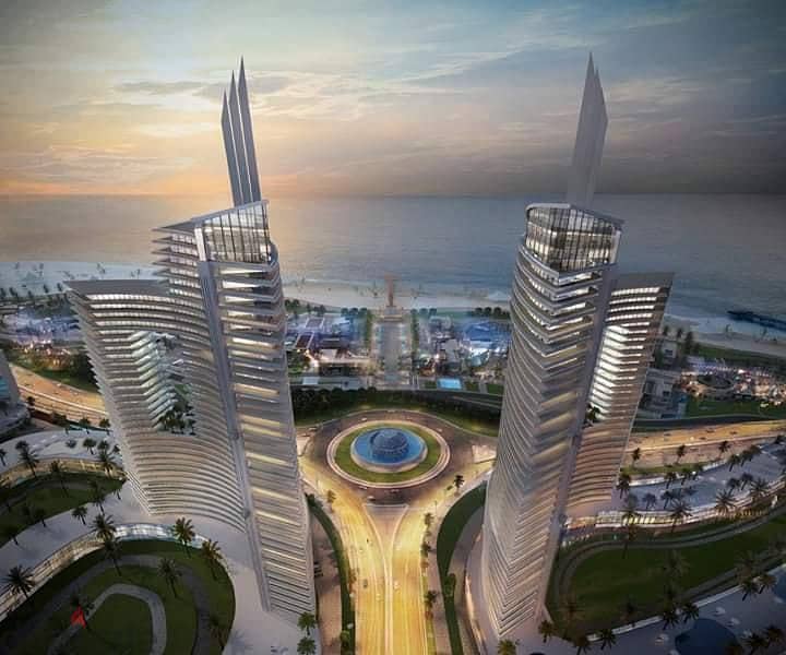 For sale apartment 177m in El Alamein Towers The gate directly on Lake El Alamein finished with air conditioners in installments 4