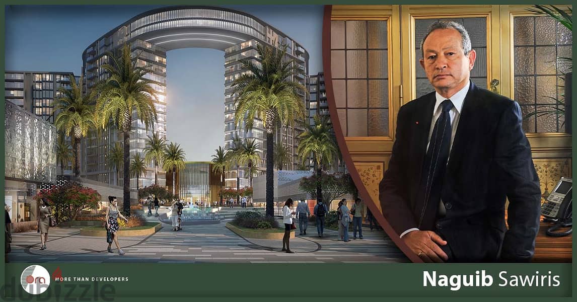 For sale, an apartment for sale, fully finished, in Zed East Towers, New Cairo, the latest project of Ora Company by Naguib Sawiris, with the largest 9