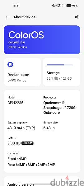 OPPO Reno 6 16GB RAM 128GB 5