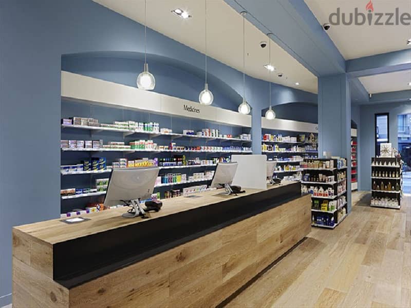 An exclusive pharmacy with a 20% discount in front of Al-Marasem Hospital and a medical building, serving the largest residential complex 2