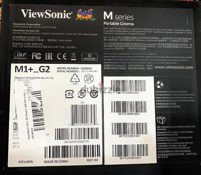 ViewSonic  M1+_G2 smart led Portable Cinema Projector 8