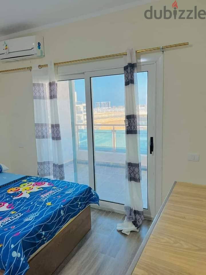 Apartment for sale 126 mr  fully finished, with the best view in New Alamein directly overlooking the sea and Lagoon of El Alamein 2