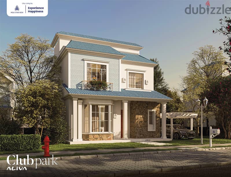 In New Cairo, Mostakbal City, a 220 sqm corner townhouse villa in Aliva Mountainview Mostakbal Compound, with a very special discount upon increasing 5