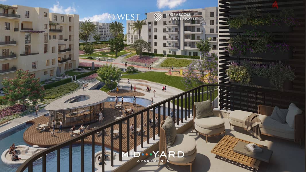 In installments over 7 years, a finished 4-room apartment for sale in O West Compound, next to Mall of Egypt 1