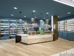 A 90-meter pharmacy with a 5% down payment and a 20% discount, serving directly at Al-Marasem Hospital and the CLINCO building in the heart of the set