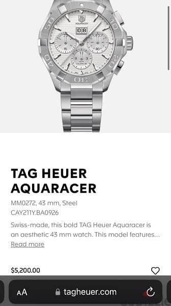 TAG Heuer  Aquaracer Automatic Chronograph Watch 5