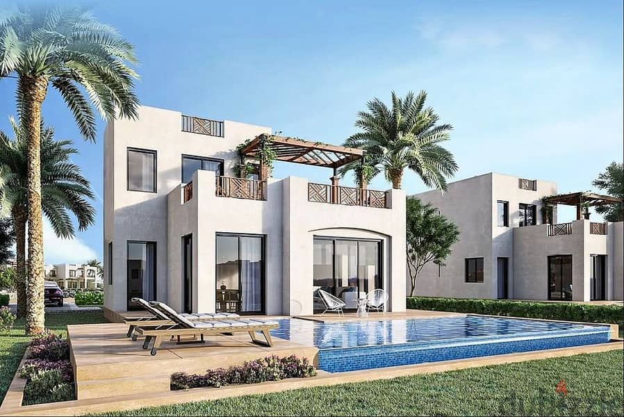 villa  182 sqm for sale, first row on the sea, fully finished, in Makadi Hatis, Hurghada, in installments 7