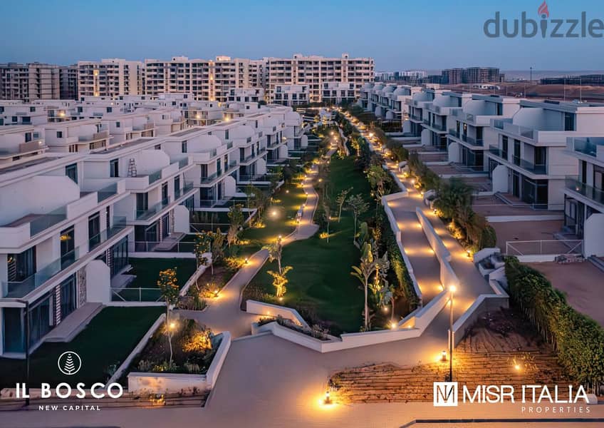 30% discount and immediate receipt of your apartment in the Bosco Compound for Misr Italia in the Administrative Capital, in installments of up to 7 y 5