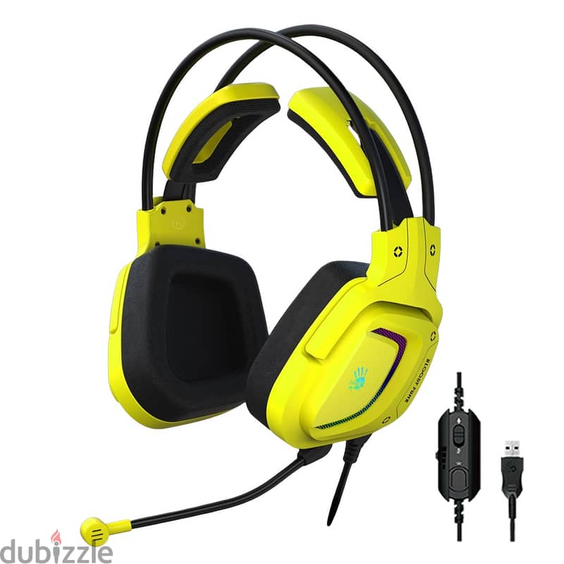 Bloody G575 USB Gaming Headset – 7.1 Surround Sound (Punk Yellow) 2