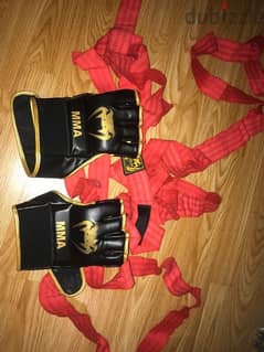 MMA gloves with hand wraps. only used once