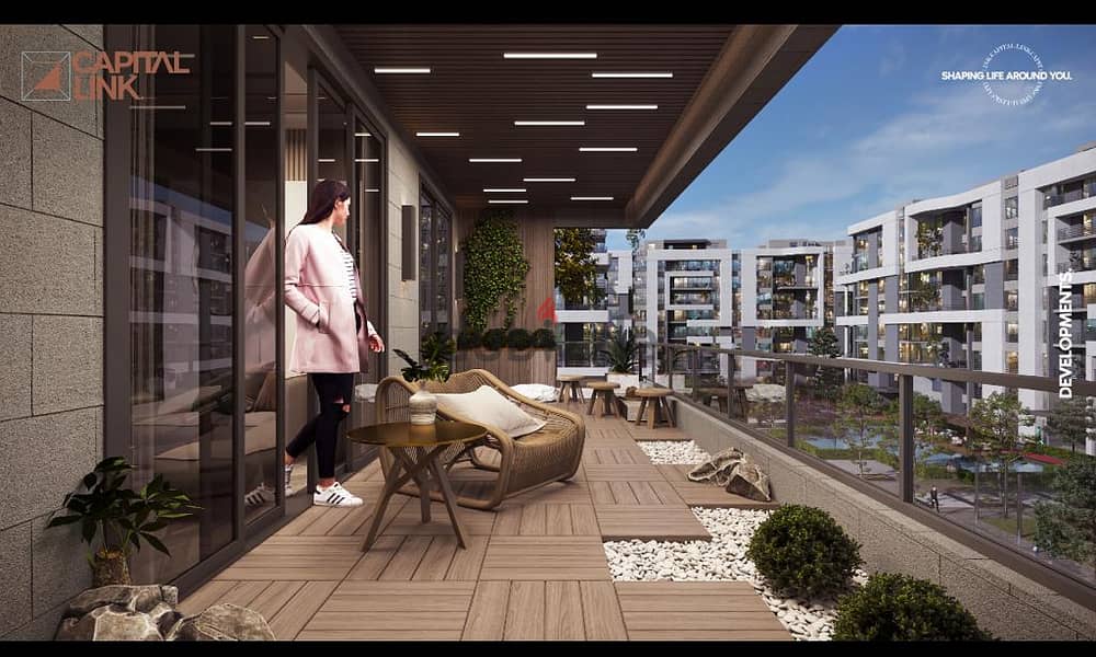 An apartment with garden view lakes with a 5% discount, 10% down payment and installments over 7 years, next to the International School 1