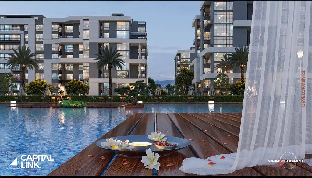 An apartment with garden view lakes with a 5% discount, 10% down payment and installments over 7 years, next to the International School 2
