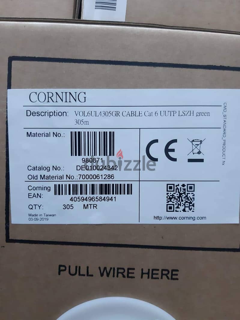 سلك كورنينج اصلى    Corning Cat6 UTP Copper Cable 305 Meter 1